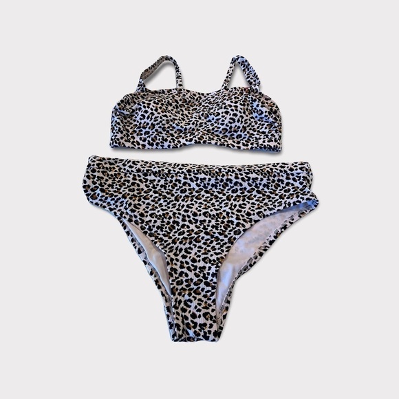 Leopard Ribbed Hipster Bottoms and Bralette Bikini Women’s Size Plus 14W NEW - Picture 10 of 14